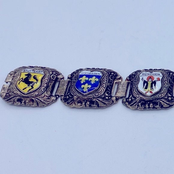 Vintage German Cities Coat Of Arms Silver Link Detailed Bracelet Size 6 3/4” - Picture 4 of 8